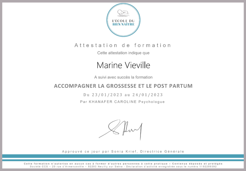 attestation formation accompagner la grossesse et le post partum